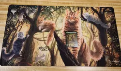 Alayna Danner - Signed Forest Cat Playmat + Signed Forest MTG Card Foil - Image 1