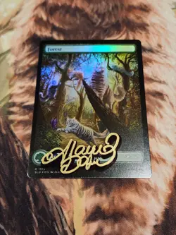 Alayna Danner - Signed Forest Cat Playmat + Signed Forest MTG Card Foil - Image 3