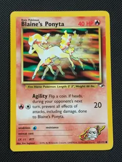 Blaine's Ponyta 63/132 REGULAR Pokemon Card WOTC Gym Heroes Common - Image 1