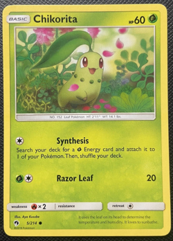 Chikorita 5/214 Lost Thunder Common LP Pokemon 2018 - Image 1