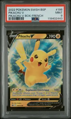 🇫🇷 PIKACHU V PROMO PSA 9 - SWSH198 EB FR Pokemon 🇫🇷 - Image 2