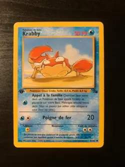 Carte Pokemon : Krabby 51/62 Edition 1 Fossile Wizards Francaise - Image 1
