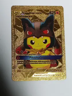 Pikachu Pokemon Fan Art Cards 2 Gold 1 Magenta - Image 2
