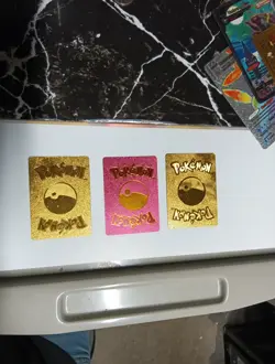Pikachu Pokemon Fan Art Cards 2 Gold 1 Magenta - Image 5