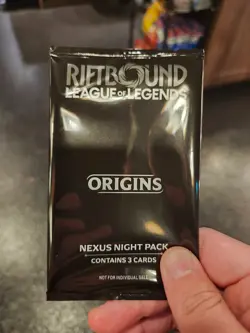 1x Riftbound Origins Nexus Night Pack Sealed English 3-Card Pack - Image 1