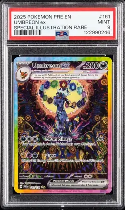 2025 Pokemon Prismatic Evolutions Umbreon EX #161 Special Illustraion Rare PSA 9 - Image 1