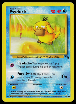 Psyduck 53/62 Fossil Unlimited 3rd Print Australian Pokemon TCG 1999-2000 LP - Image 1