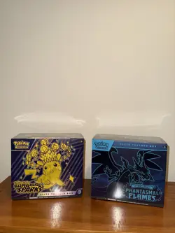 Pokemon Phantasmal Flames ETB and Surging Sparks ETB (2 lot) - TEAR DISCOUNT - Image 1