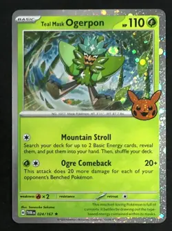 2024 Trick or Trade Teal Mask Ogerpon #024/167 Pokemon COSMOS HOLO - Image 1