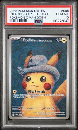 2023 POKEMON SVP EN-SV BLACK STAR PROMO #085 PIKACHU WITH GREY FELT HAT PSA 10 - Image 1