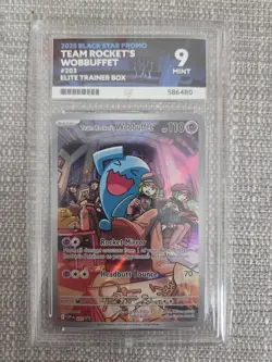 Pokemon Destined Rivals Team Rocket's Wobbuffet Black Star Promo Ace Graded 9 - Image 1