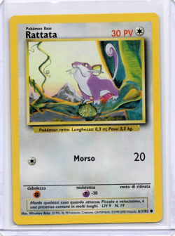 Rattata 61/102 Italian Base Set Pokemon WOTC Vintage LP - Image 1