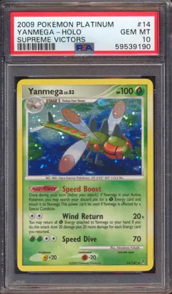 2009 POKEMON SUPREME VICTORS PLATINUM YANMEGA #14 HOLO PSA 10 POP 4! - Image 1