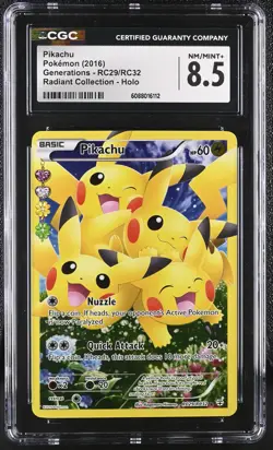 CGC 8.5 Pikachu 2016 Generations RC29/RC32 Radiant Collection Holo Pokemon Card - Image 1