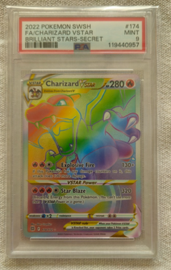 Charizard Vstar Brilliant Stars 174/172 Secret Rare PSA 9 Mint Pokemon Card TCG - Image 1