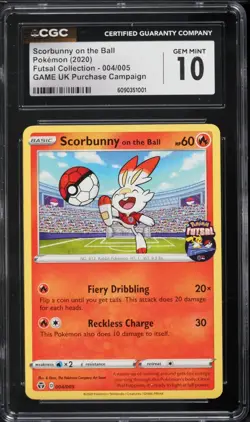 CGC 10 Scorbunny On The Ball Futsal 2020 Pokemon Card #004 - Image 1