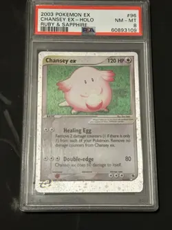 Pokemon Chansey EX TCG Holo Ultra Rare Card Ruby and Sapphire 96/109 - Image 1