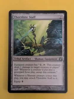 Thornbite Staff. Morningtide Shaman equipment. MTG Card. Tribal Artifact - Image 2