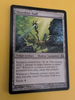 Thornbite Staff. Morningtide Shaman equipment. MTG Card. Tribal Artifact - Image 3