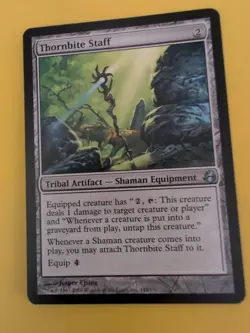 Thornbite Staff. Morningtide Shaman equipment. MTG Card. Tribal Artifact - Image 4