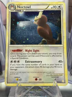 Pokemon TCG Noctowl HeartGold SoulSilver Holo Card 8/123 Rare Mp - Image 1