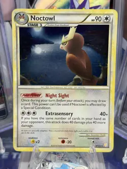 Pokemon TCG Noctowl HeartGold SoulSilver Holo Card 8/123 Rare Mp - Image 2