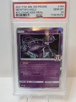 Pokemon Mewtwo 184/SM-P KFC Kentucky Fried Chicken Promo Card PSA 10 - Image 1