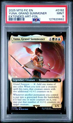 Yuna, Grand Summoner (Extended Art) Commander: Final Fantasy Foil PSA 9 - Image 1