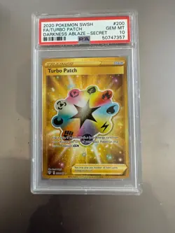 2020 Pokemon Sword and Shield Turbo Patch FA Darkness Ablaze Secret PSA 10 - Image 1