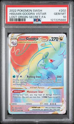 2022 POKEMON SWORD & SHIELD LOST ORIGIN FULL ART/HISUIAN GOODRA VSTAR PSA 10 - Image 1
