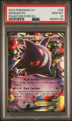 Pokemon Gengar EX 34/119 2014 XY Phantom Forces PSA 10 Gem English Ultra Rare - Image 1