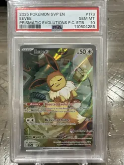 2025 POKEMON SVP PRISMATIC EVOLUTIONS POKEMON CENTER ETB PROMO #173 EEVEE PSA 10 - Image 1