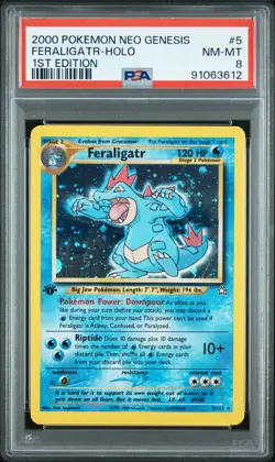 2000 POKEMON NEO GENESIS 1ST EDITION #5 FERALIGATR-HOLO PSA 8 - Image 1
