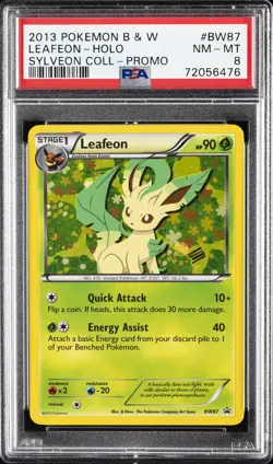 2013 POKEMON B&W PROMO SYLVEON COLLECTION #BW87 LEAFEON-HOLO PSA 8 - Image 1