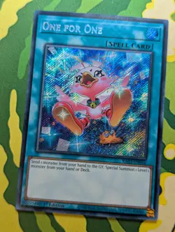 One for One (Alt) RA03-EN056 Secret Rare 1st Edition YuGiOh TCG Card - Image 1