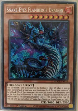 YuGiOh Snake-Eyes Flamberge Dragon Secret Rare 1st Edition AGOV-EN010 - Image 1