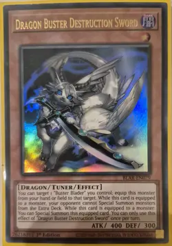 YuGiOh Dragon Buster Destruction Sword Ultra Rare 1st Edition BLAR-EN079 - Image 1