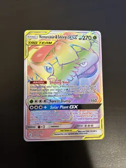 Venusaur & Snivy GX (Secret) 249/236 Cosmic Eclipse 2019 Pokemon Card NM - Image 1
