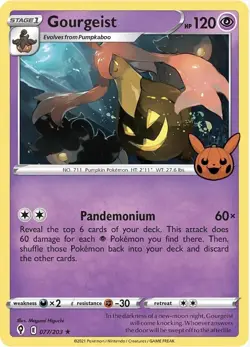 Pokemon Card 077/203 GOURGEIST - EVOLVING SKIES - TRICK OR TRADE - RARE - NM - Image 1