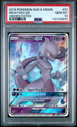 PSA 10 Mewtwo GX 31/68 Hidden Fates Sun & Moon Pokemon Card Gem Mint - Image 1