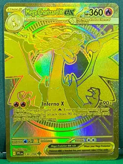 GOLD MEGA CHARIZARD X EX 130/094 PFL * Mega Hyper Rare * NM+ Pokemon Card - Image 1