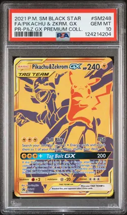 Pokemon Pikachu & Zekrom GX Full Art SM248 Tag Team Black Star Promo GEM MINT PS - Image 1