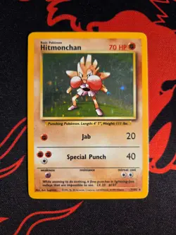 Pokemon TCG Hitmonchan Base Set 7/102 Holo 1999-2000 (details in pics) - Image 1