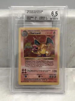 1999 POKEMON BASE SET SHADOWLESS #4 CHARIZARD HOLO BGS 6.5 - Image 1