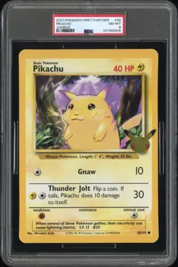 2021 Pokemon First Partner Jumbos #58 Pikachu PSA 8 - Image 1