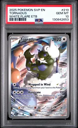 PSA 10 GEM TORNADUS #210 2025 POKEMON SVP EN WHITE FLARE ETB BLACK STAR PROMO - Image 1