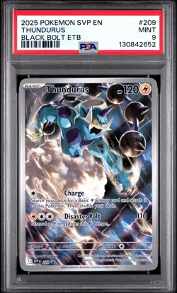 2025 POKEMON BLACK BOLT POKEMON CENTER ETB #209 THUNDURUS PSA 9 - Image 1