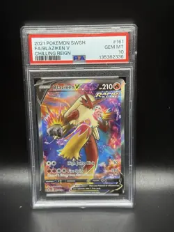2021 Pokemon Sword & Shield Chilling Reign Blaziken V #161 Full Art PSA 10 Gem - Image 1