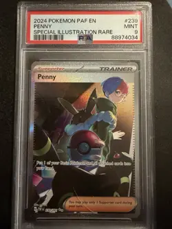 2024 Pokemon PAF En-Paldean Fates Penny #239 Special Illustration Rare PSA 9 - Image 1