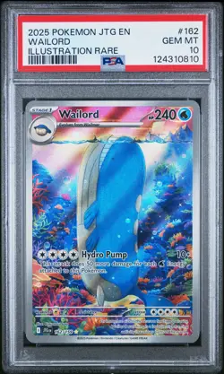 2025 POKEMON JTG EN-JOURNEY TOGETHER ILLUSTRATION RARE #162 WAILORD PSA 10 - Image 1